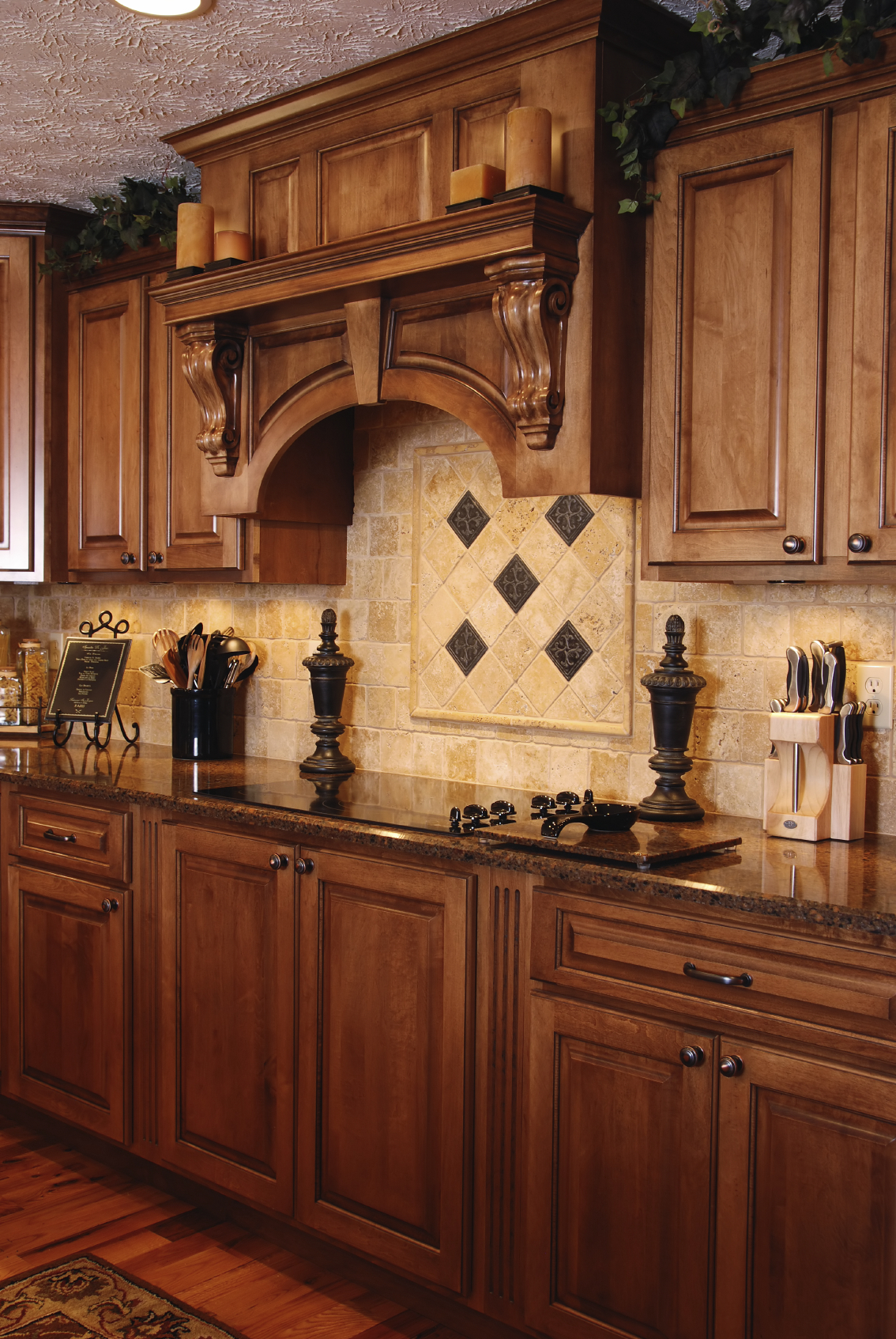 Beautiful Kitchen Features Wire Brushed Oak Cabinets Paired With