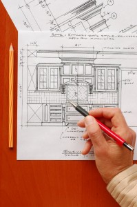 Interior design drawings of kitchen